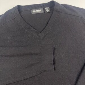 111 State Mens 100% Cashmere V-Neck Sweater Black Size XLT Luxury